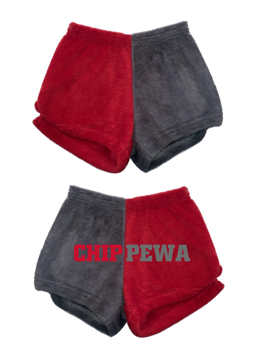 CUSTOM Color Block Fuzzy Shorts