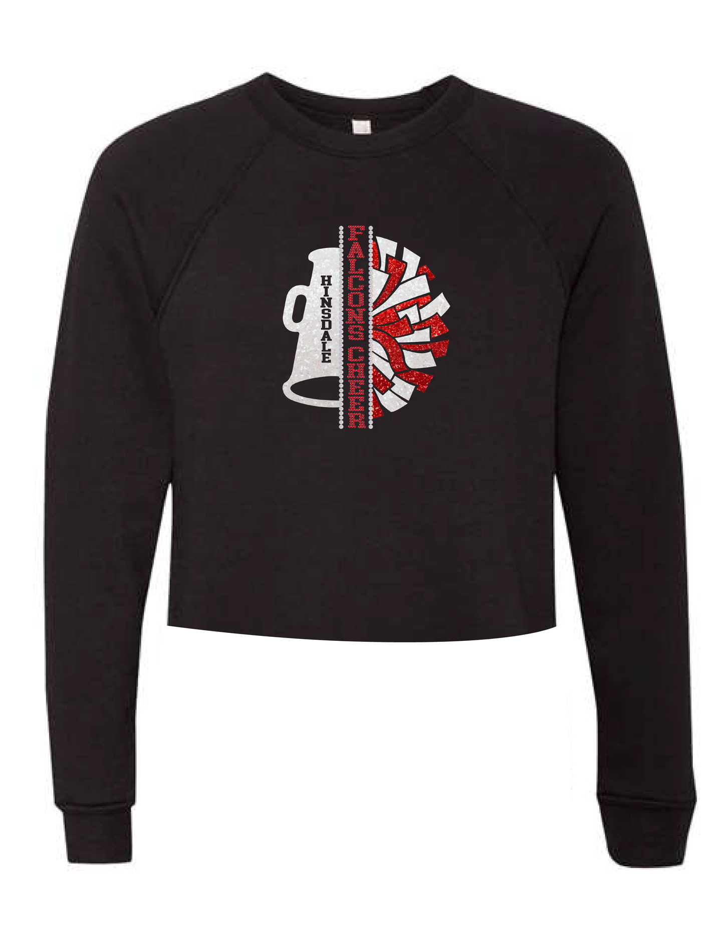 FALCONS CHEER Rhinestone Glitter Megaphone Crew Neck