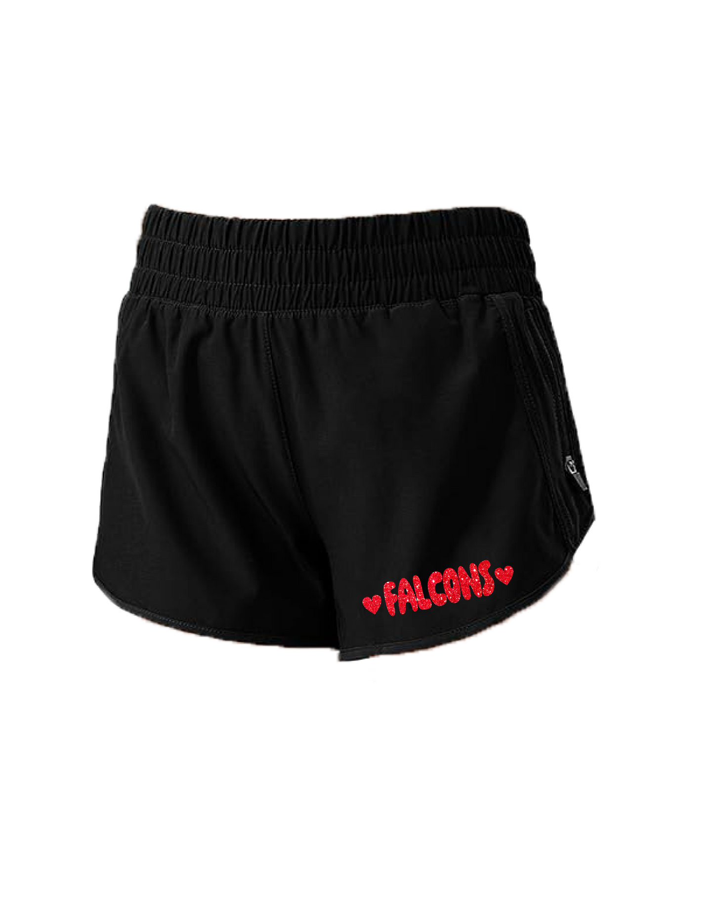 FALCONS CHEER Glitter Hearts Athletic Shorts