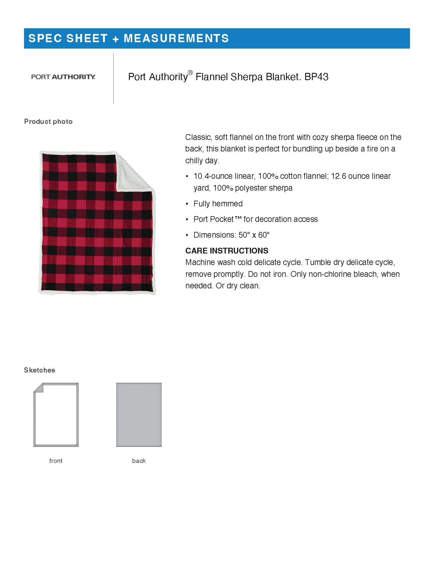 MONROE M Embroidered Sherpa Lined Blanket