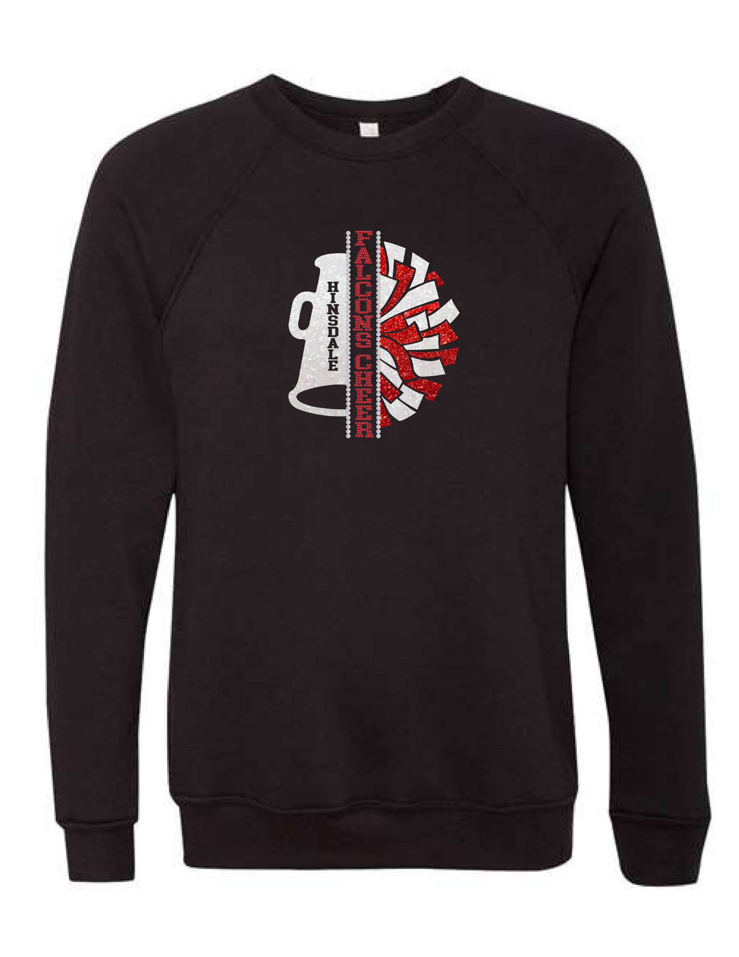 FALCONS CHEER Rhinestone Glitter Megaphone Crew Neck