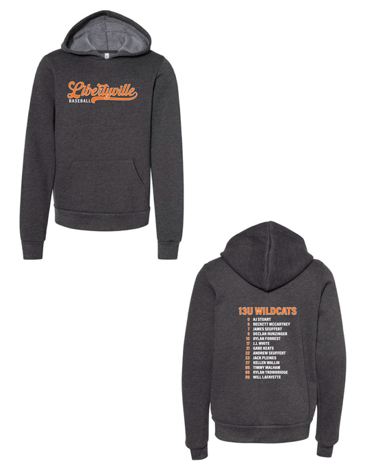 LIBERTYVILLE WILDCATS BASEBALL Roster Script Hooded Pullover