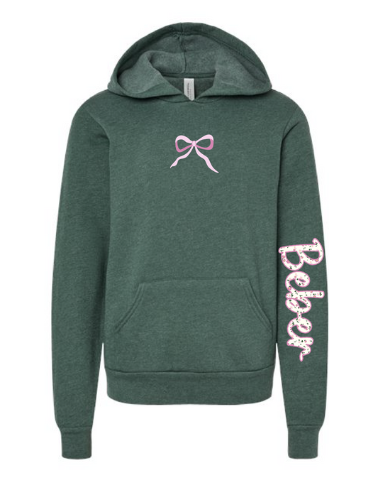 CUSTOM Floral Bow Hooded Pullover or Crew