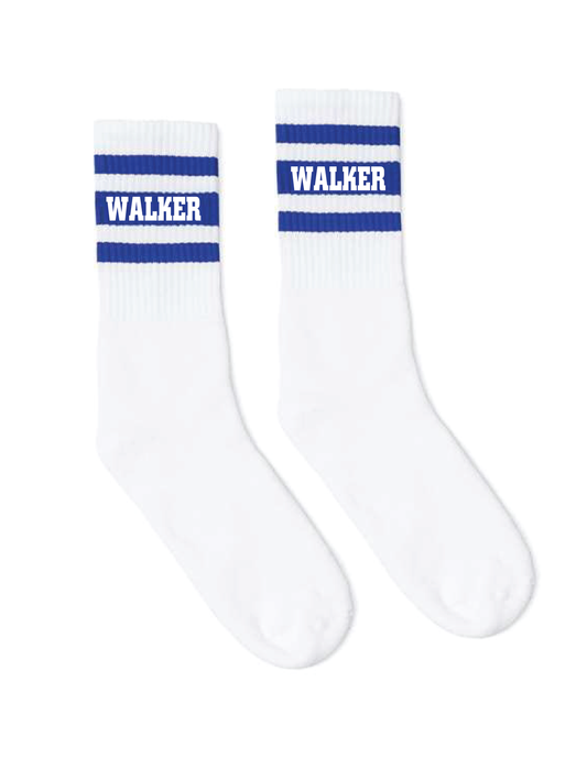 WALKER Block Font Stripped Socks