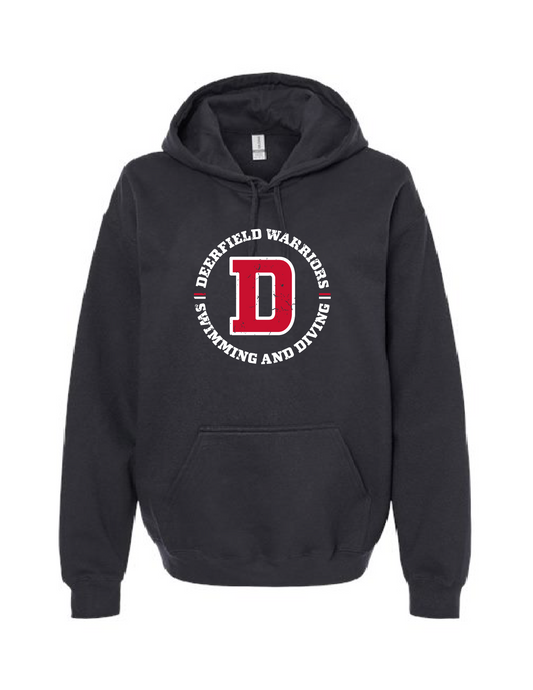 DHS SWIMMING AND DIVING Black Vintage Circle Hooded Pullover