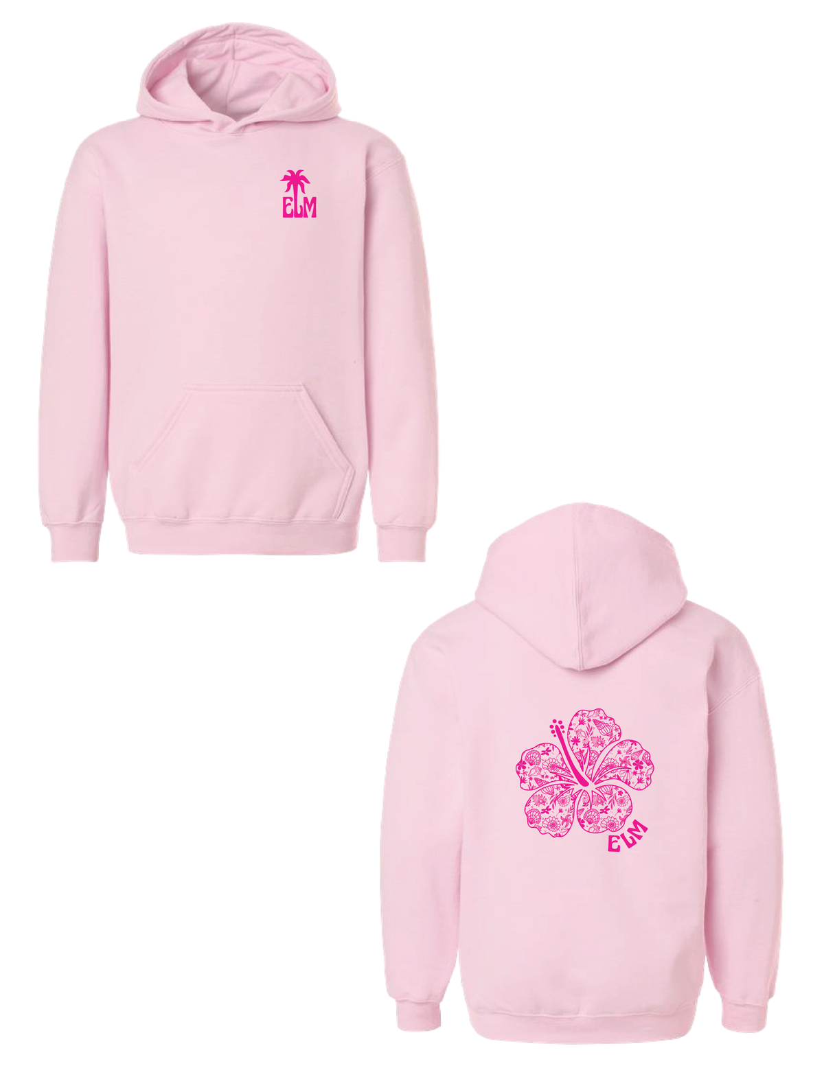 ELM SCHOOL Pink Palm Hooded Pullover