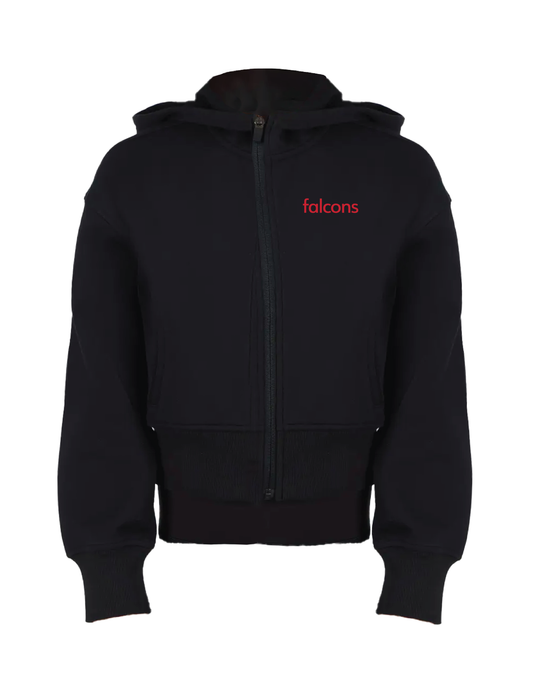 FALCONS CHEER Embroidered Baseline Cropped Zip Up