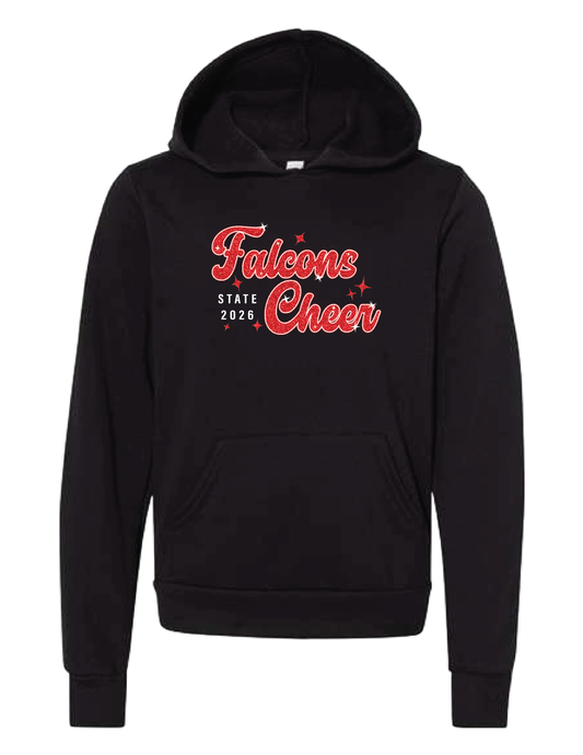 FALCONS CHEER STATE 2026 Glitter Hooded Pullover