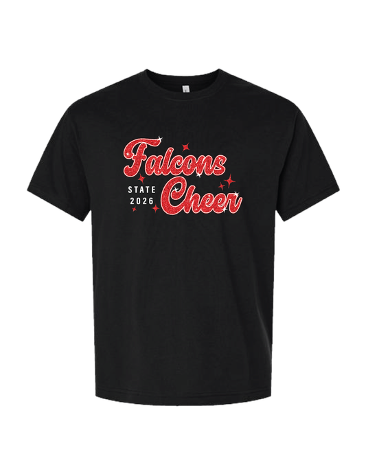 FALCONS CHEER STATE 2026 Glitter Tee
