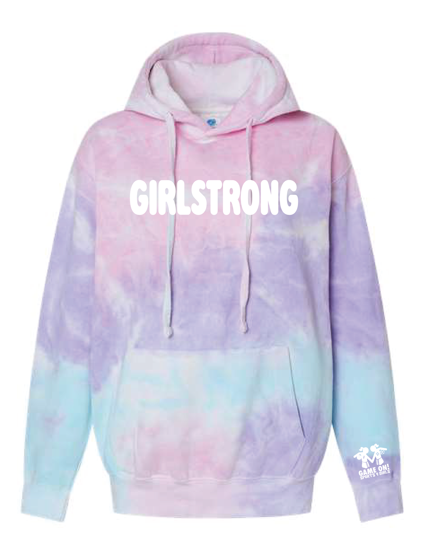 GAME ON! Girlstrong Bubble Tie Dye Hooded Pullover