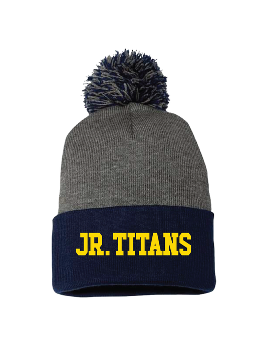 GLENVIEW JR. TITANS GIRLS Embroidered Block Pom Beanie