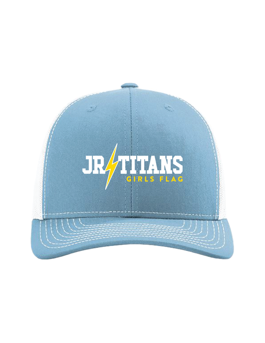 GLENVIEW JR. TITANS GIRLS Embroidered Lightning Light Blue Trucker Hat