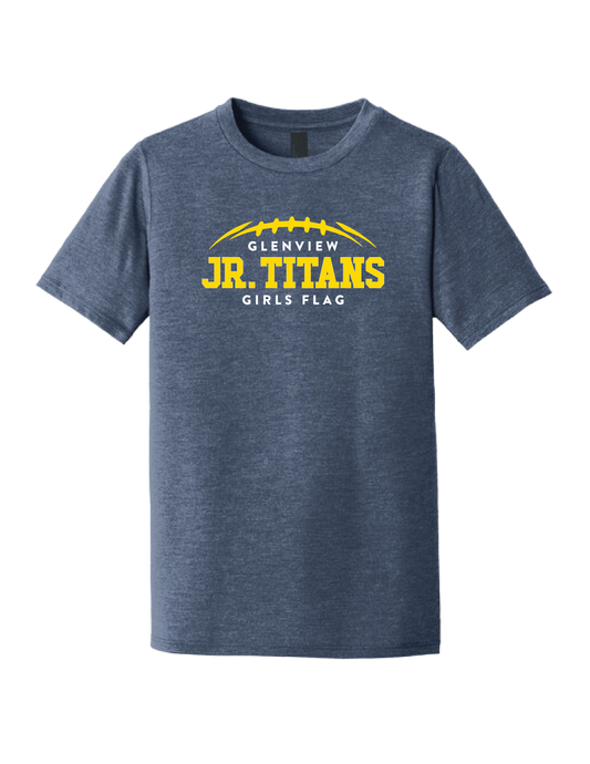 GLENVIEW JR. TITANS GIRLS FLAG Logo Navy Blue Tee