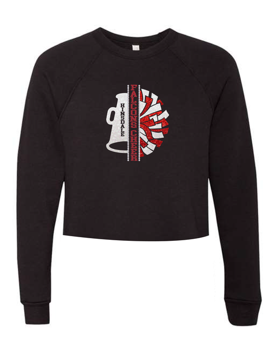FALCONS CHEER Rhinestone Glitter Megaphone Crew Neck