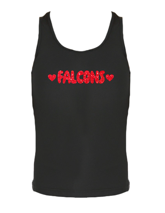 FALCONS CHEER Glitter Hearts Racerback Tank Top