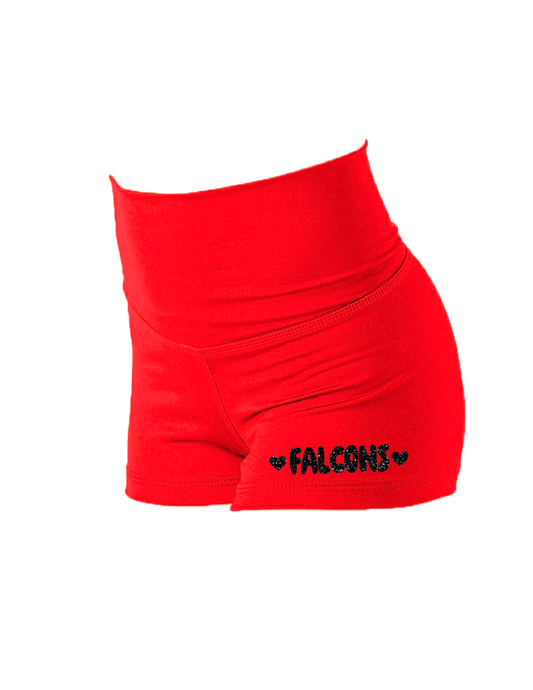 FALCONS CHEER Glitter Hearts High Waisted Booty Shorts
