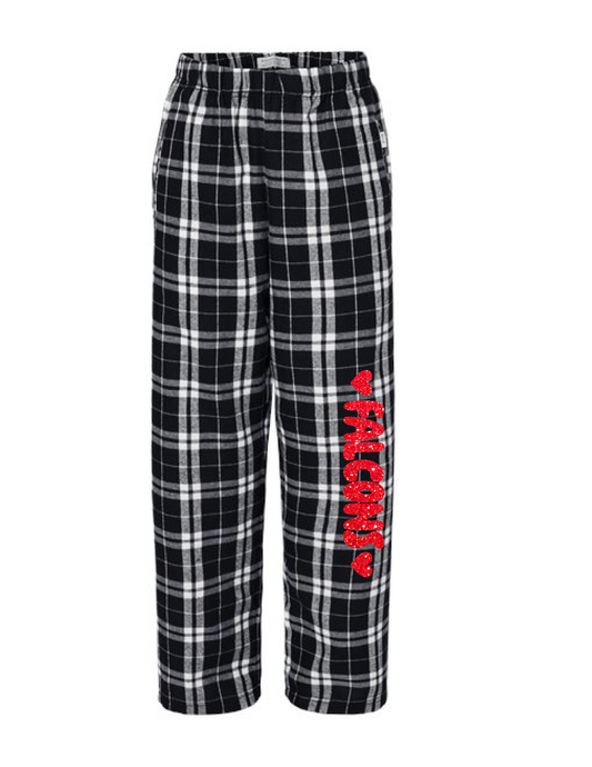 FALCONS CHEER Glitter Hearts Flannel Pants