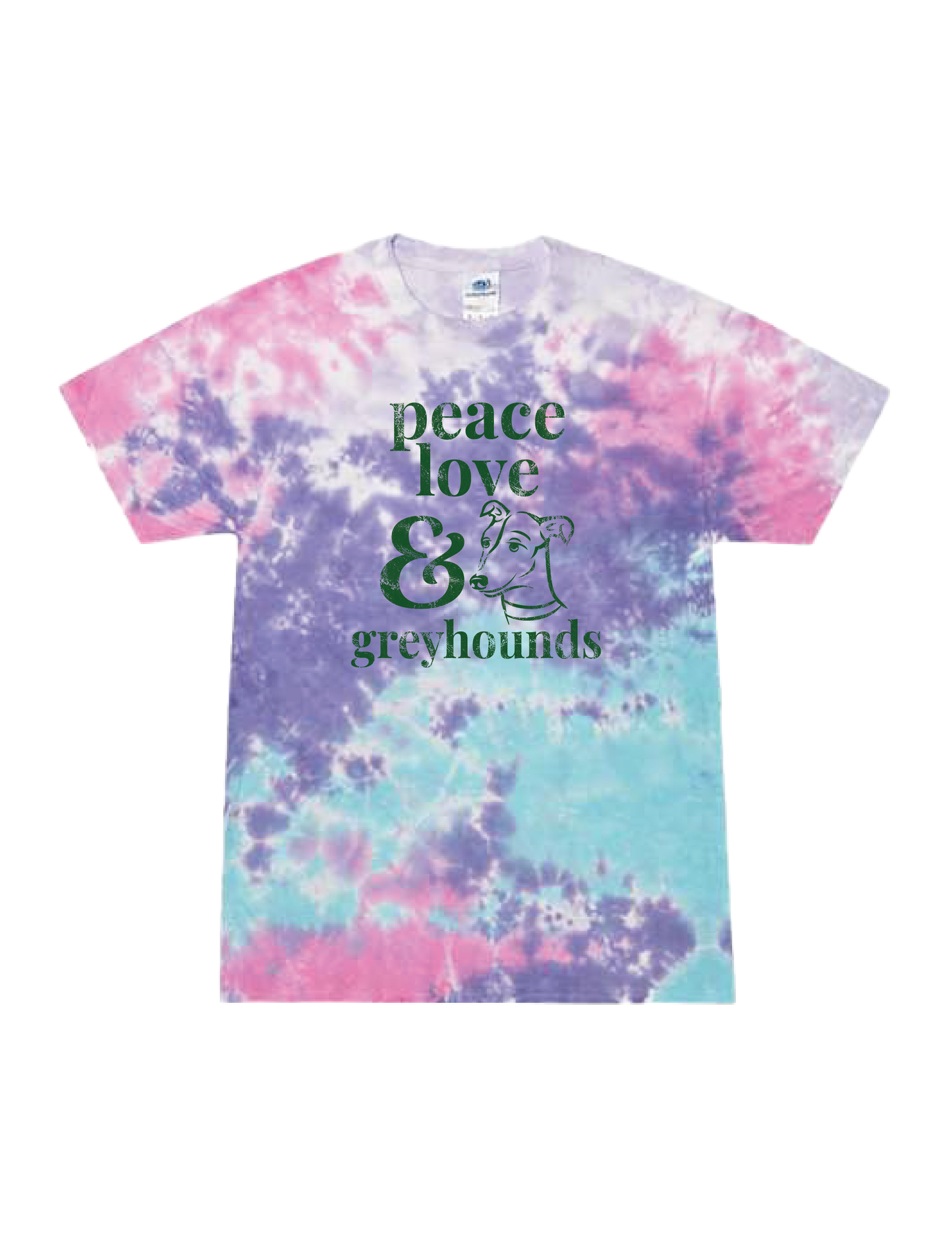 GREENBRIAR Peace Love Pink/Blue/Purple Tie Dye Tee