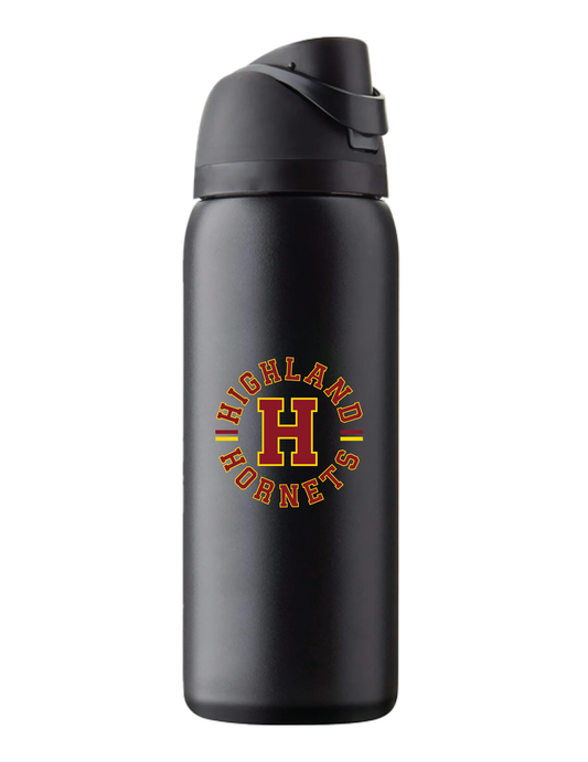 HIGHLAND Vintage Circle Black Water Bottle