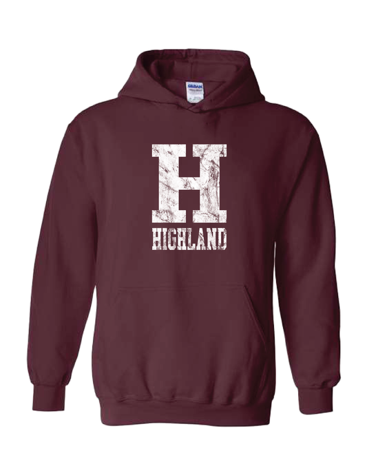 HIGHLAND Vintage H Maroon Hooded Pullover