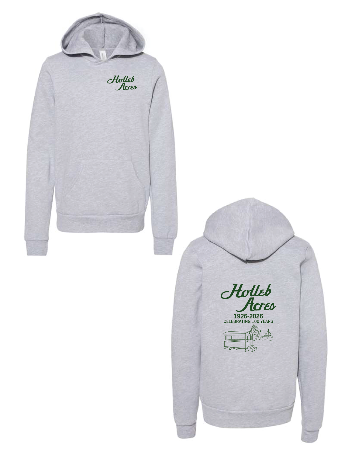 HOLLEB ACRES Grey Bar Cart Hooded Pullover