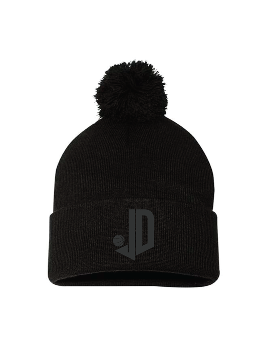 JAXSON DAVIS JD Embroidered Pom Pom Beanie