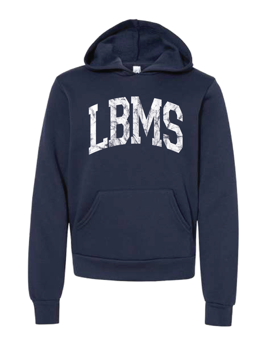 LBMS Vintage Collegiate Navy Blue Hooded Pullover