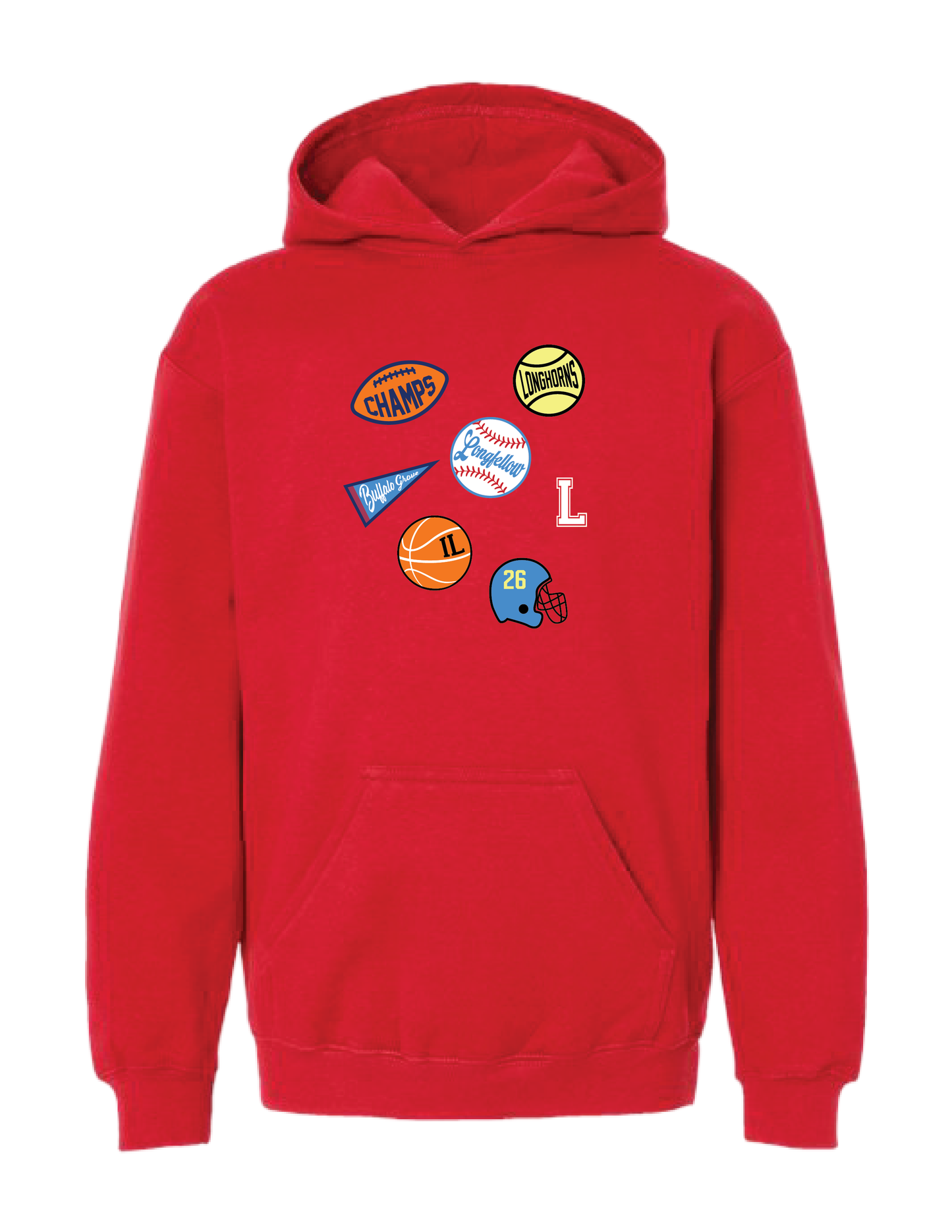 LONGFELLOW Sports Patches Hooded Pullover
