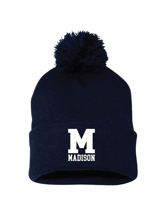 MADISON Embroidered M Pom Beanie
