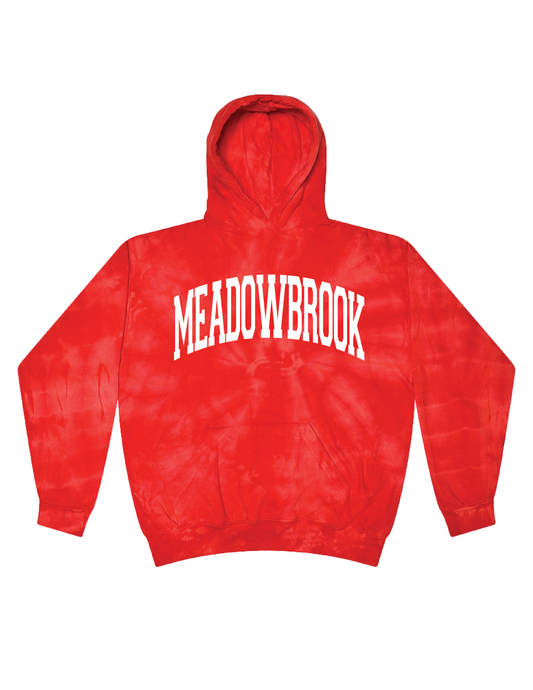 MEADOWBROOK Collegiate Red Tie Dye Hooded Pullover