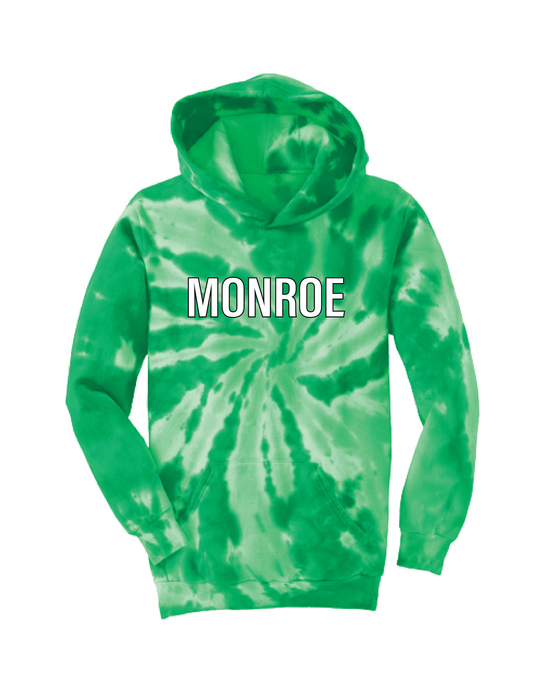 MONROE Block Green Tie Dye Hooded Pullover
