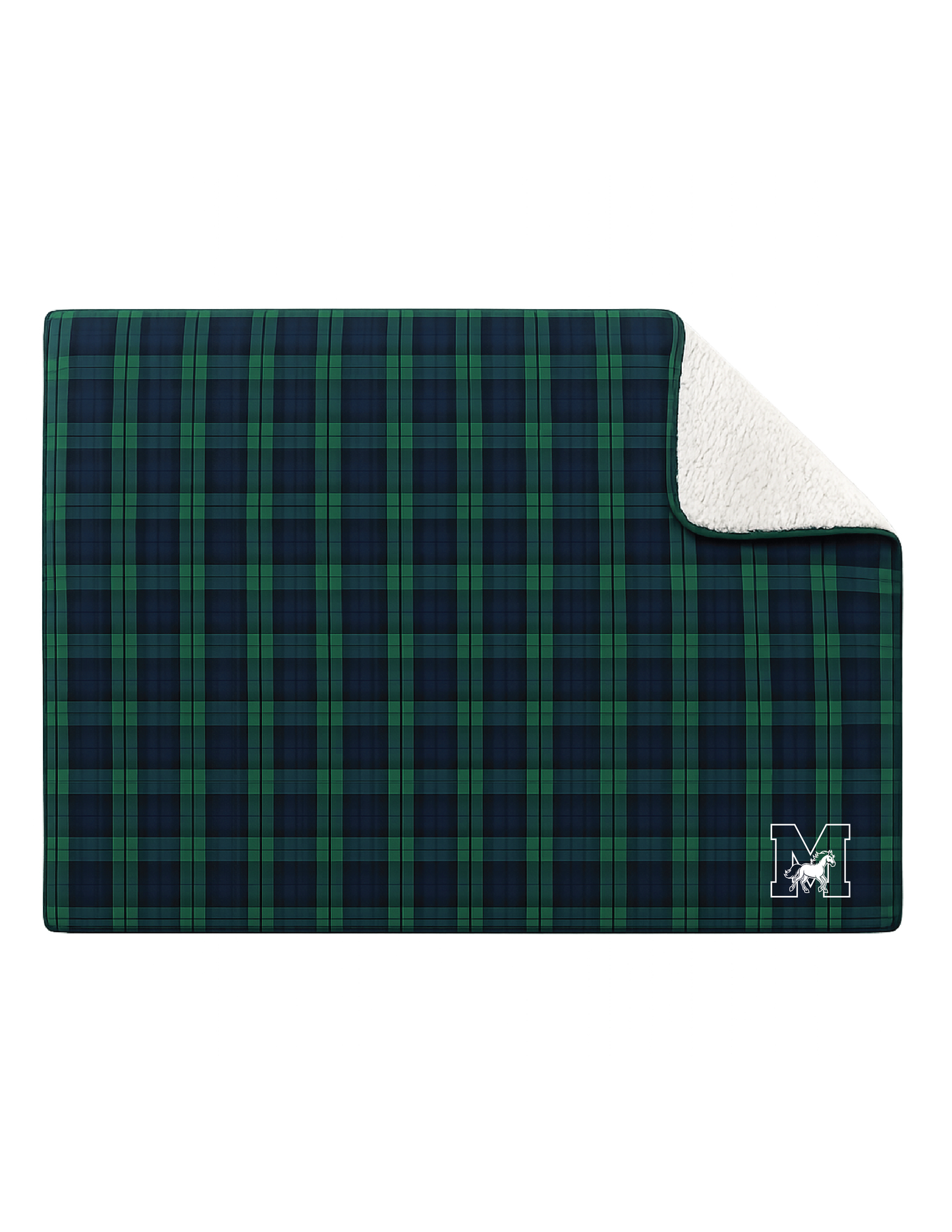 MONROE M Embroidered Sherpa Lined Blanket
