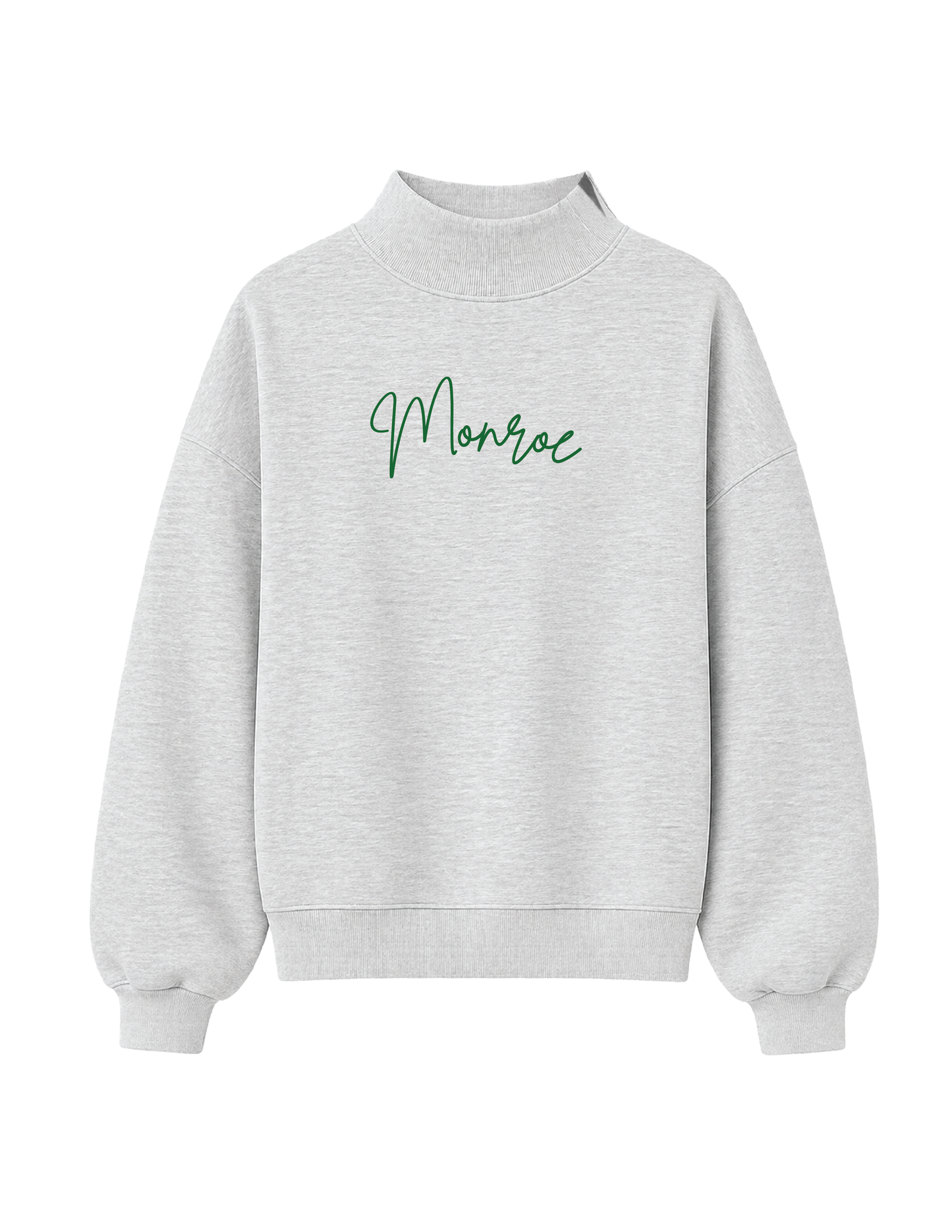 MONROE Script Embroidered Mock Neck Pullover