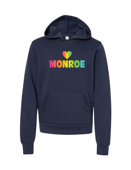 MONROE Rainbow Heart Hooded Pullover