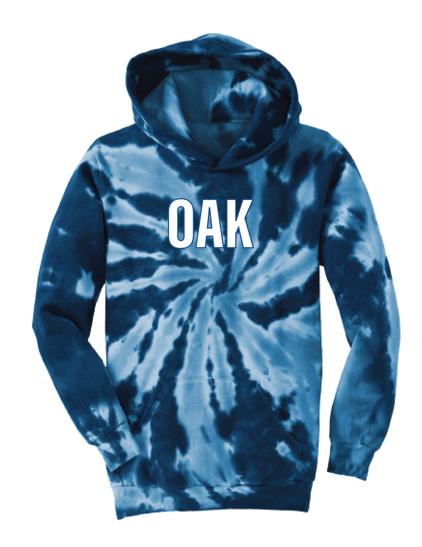 OAK SCHOOL Block Navy Blue Tie Dye Hooded Pullover