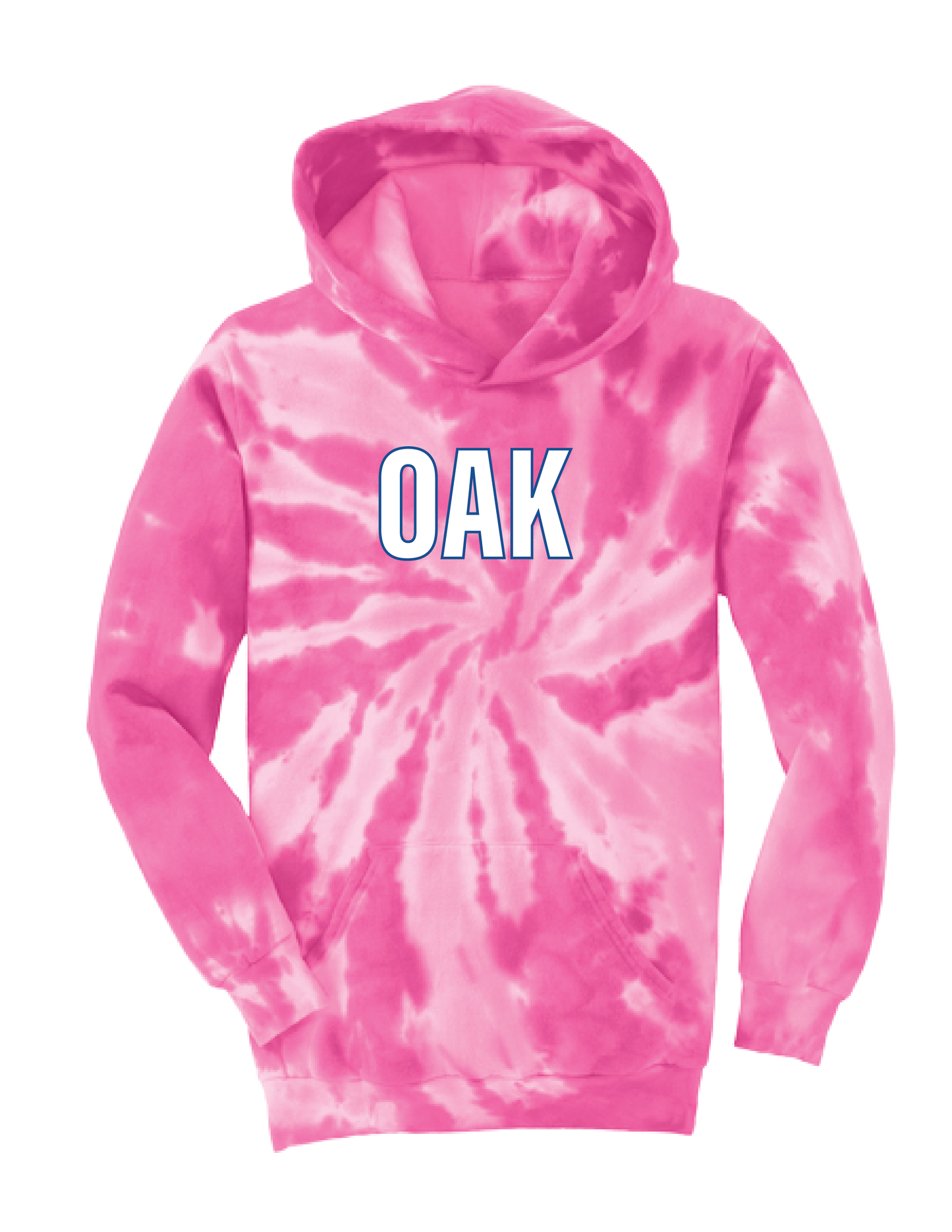 OAK SCHOOL Block Pink Tie Dye Hooded Pullover