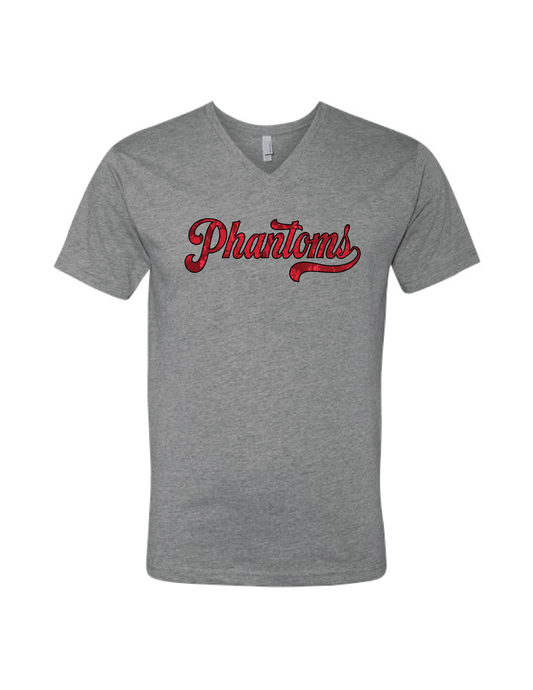 PHANTOMS Grey Camo Script V Neck Tee