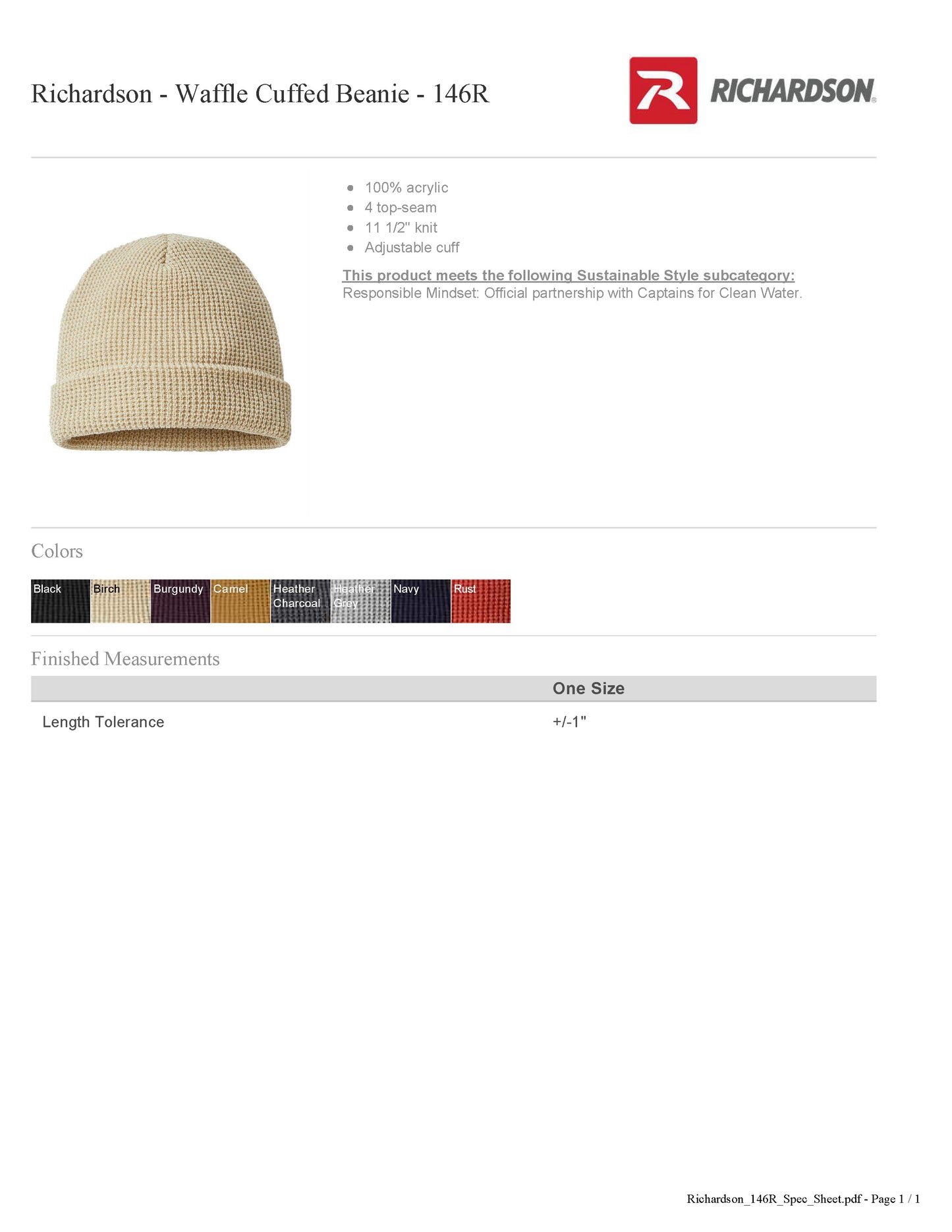 WILMETTE PADDLE Embroidered Waffle Winter Hat