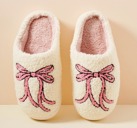 White Ribbon Slippers