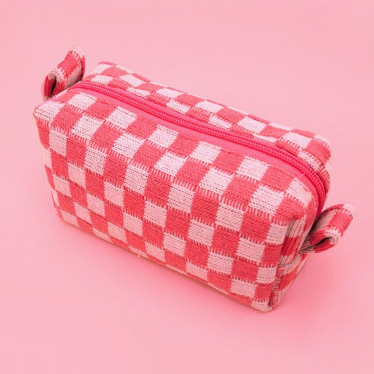 Checkered Cosmetic Bag