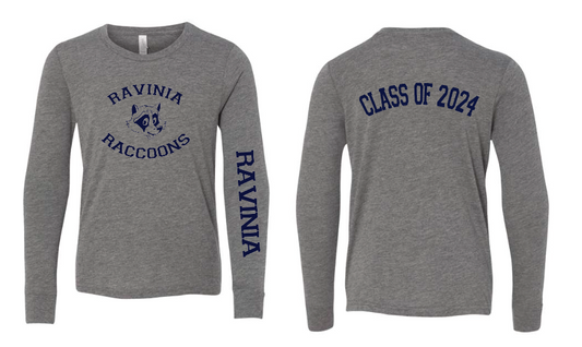 RAVINIA Grey Retro Graduating Class Long Sleeve Tee