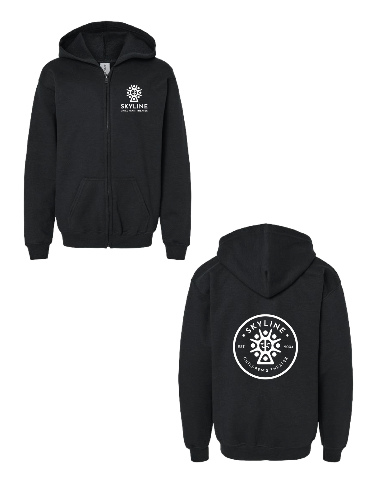 SKYLINE CHILDREN'S THEATER Circle Logo Black Zip Up