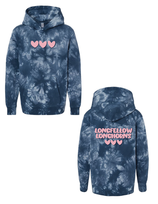 LONGFELLOW Hearts Tie Dye Hooded Pullover