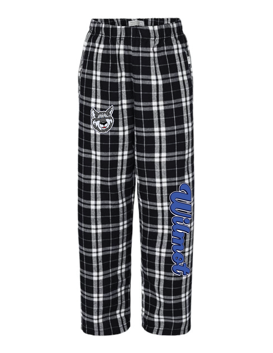 WILMOT Blue Retro Script Flannel Pants