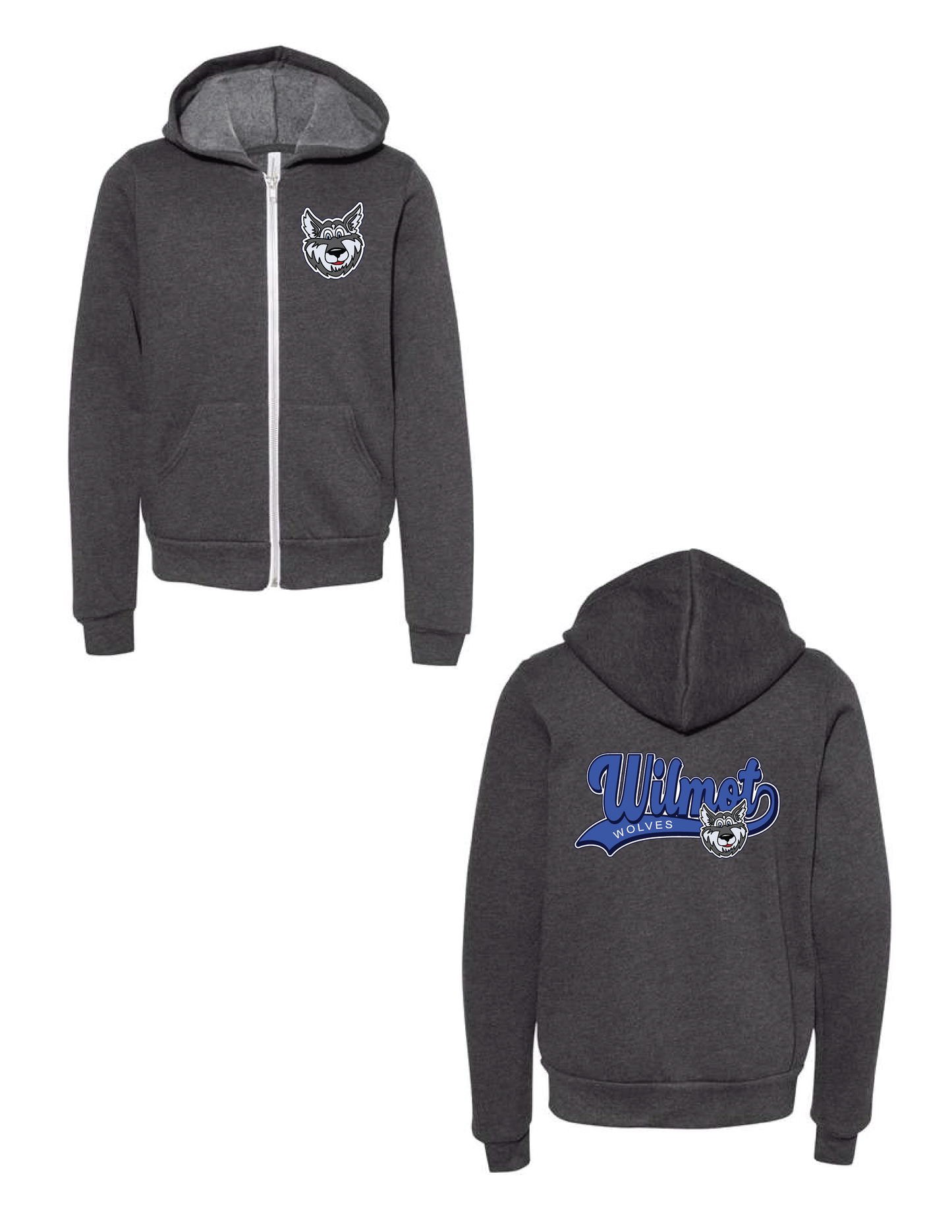WILMOT Blue Retro Script Mascot Zip Up